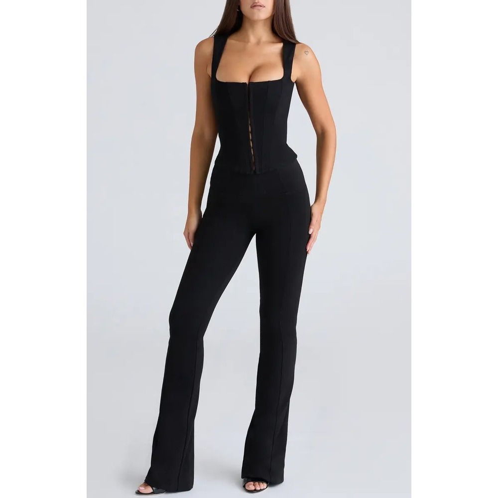 House of CB The Fitted Trousers Black‎ High Waisted Flare SB12040 XS NWT